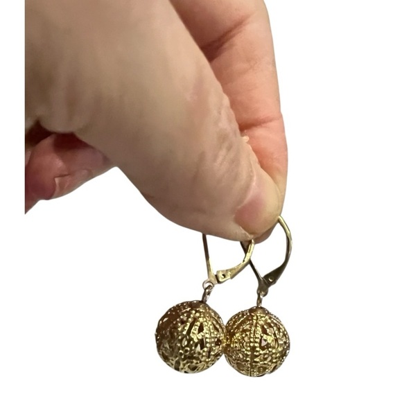 Vintage Gold Filigree Dangle Drop Earrings - Picture 1 of 3